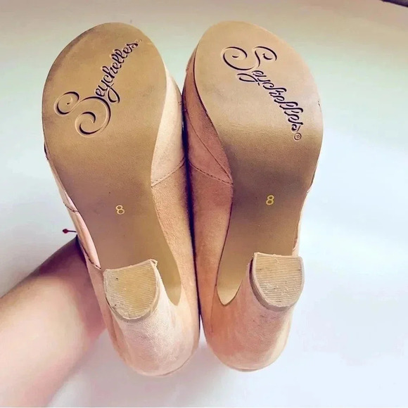 Seychelles & Corey Lynn Calter Platform Blush Rose Gold Suede/Leather Block Heel - Picture 5 of 5